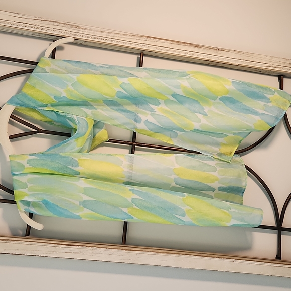 Rectangular Teal & Yellow Scarf about 13" x 63" - Picture 5 of 5